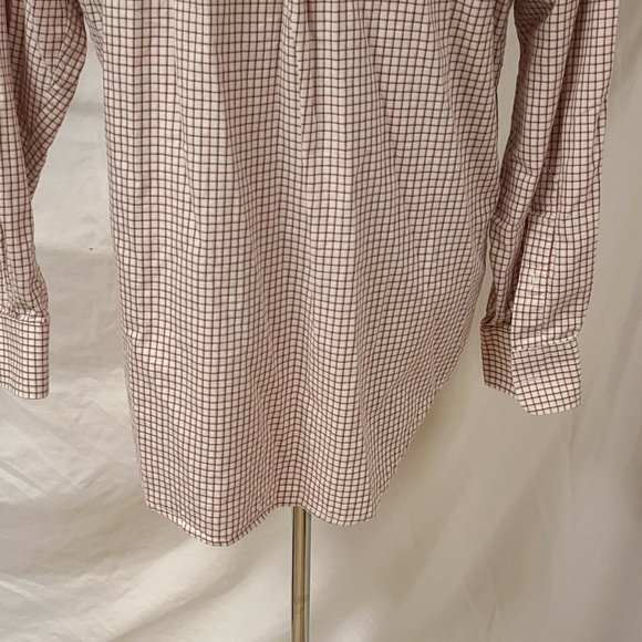 Steve & Barry's Mens Large Cream Red Check Long Sleeve Button Up Shirt - Picture 8 of 12